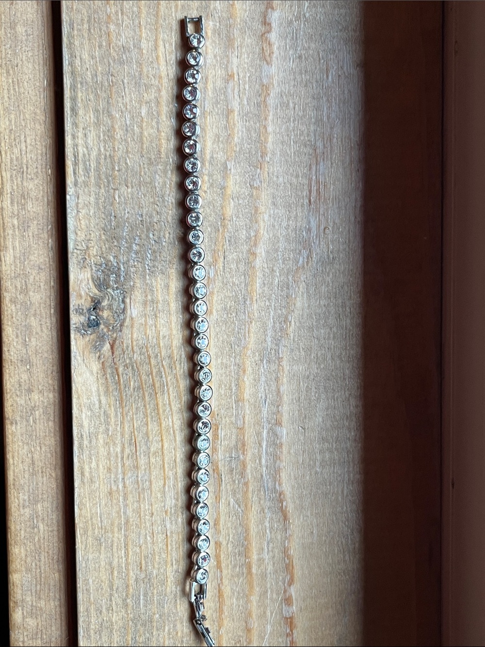 Avon Silver Tennis Bracelet with Clear Stones